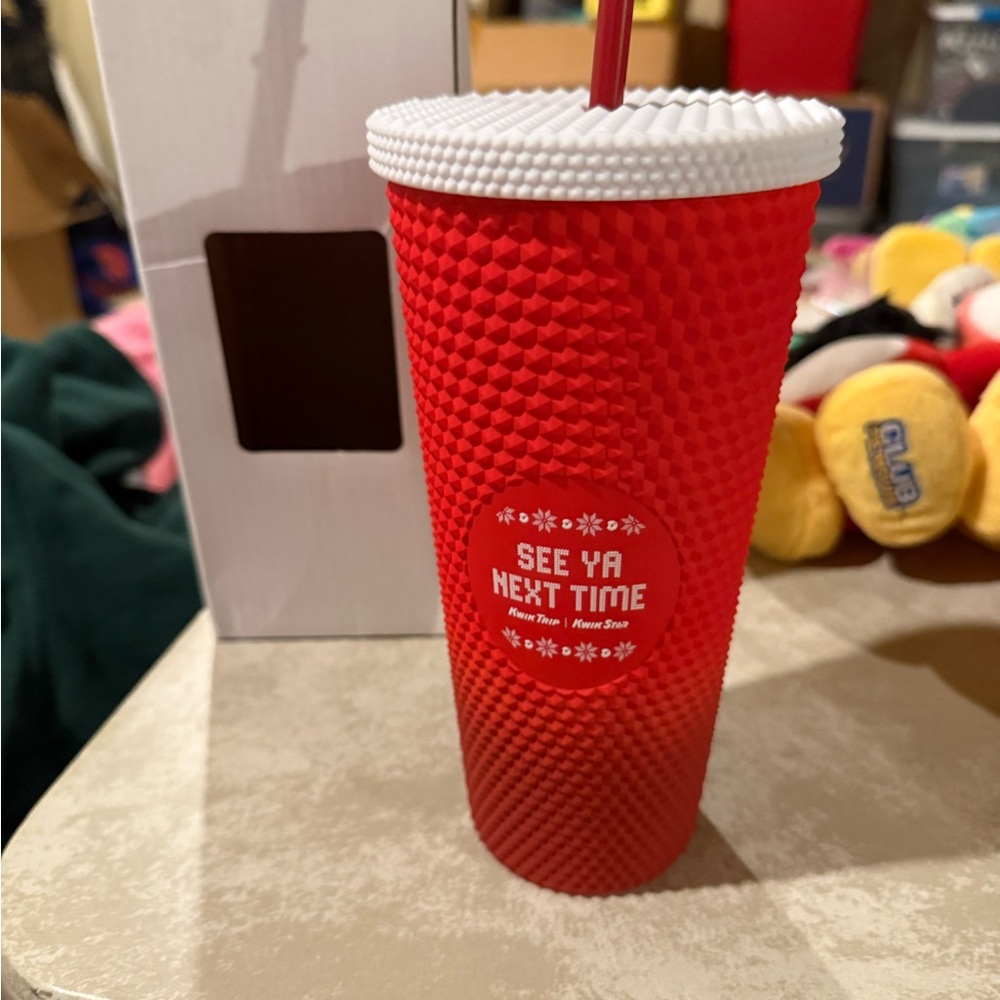 Kwik trip Red Textured Tumbler with Straw